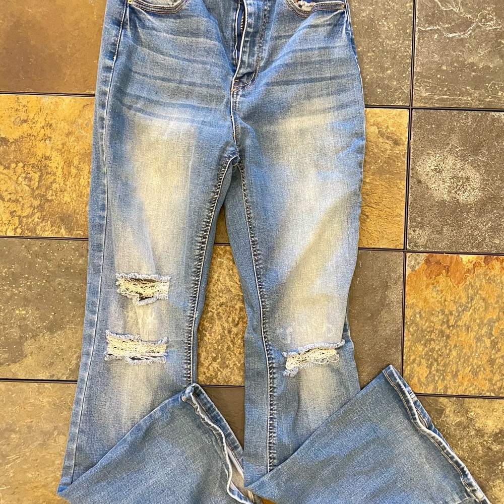 Wax Jean Blue Flare Wide Leg Denim